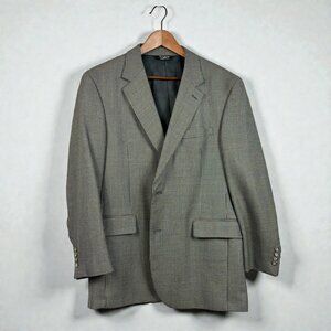 Jos A Bank Men’s Wool Cashmere Sport Coat Blazer Houndstooth Gray Brown 42R
